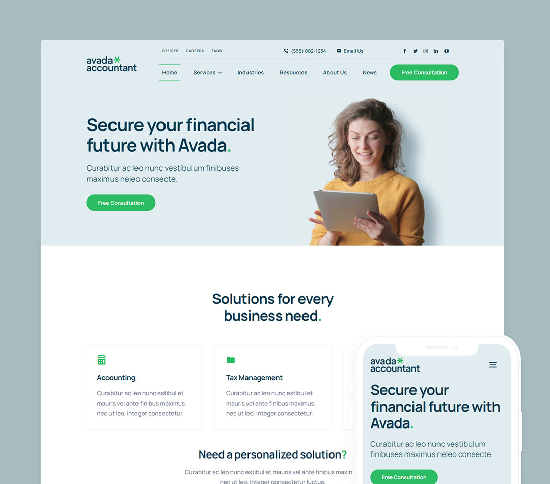 Avada Accountant Prebuilt Website